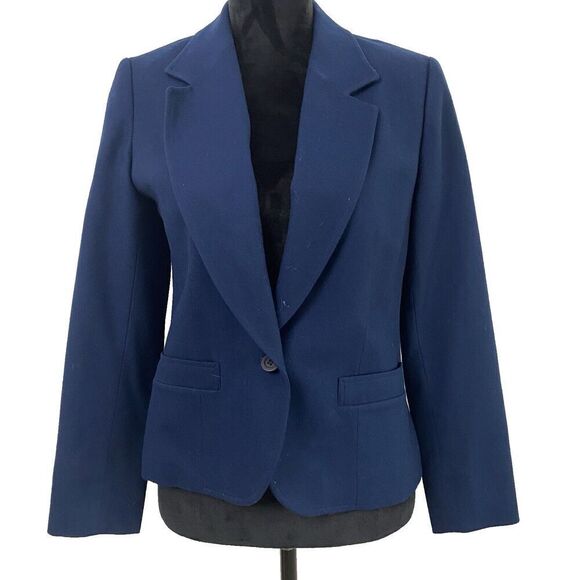 Vtg Pendleton Virgin Wool Blazer Jacket Blue Womens size 8 Career Acadamia - Picture 1 of 15